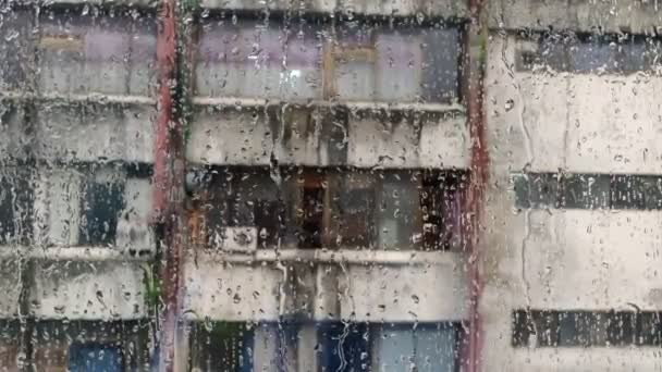 Deszczowa Woda Spływająca Oknie — Wideo stockowe