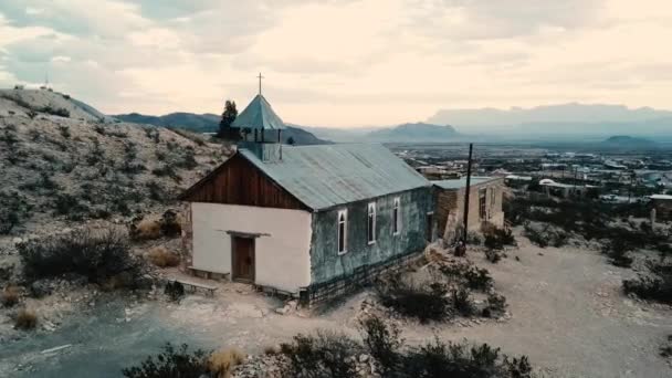 Shot Abandoned Terlingua Church Texas — Stock Video