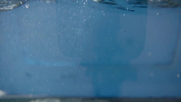 Резиновый Утенок Снова Бросается Воду Медленном Движении — стоковое видео