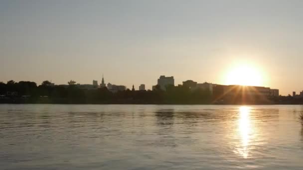 Bella Città Tramonto Timelapse Sul Fiume Varsavia Polonia — Video Stock