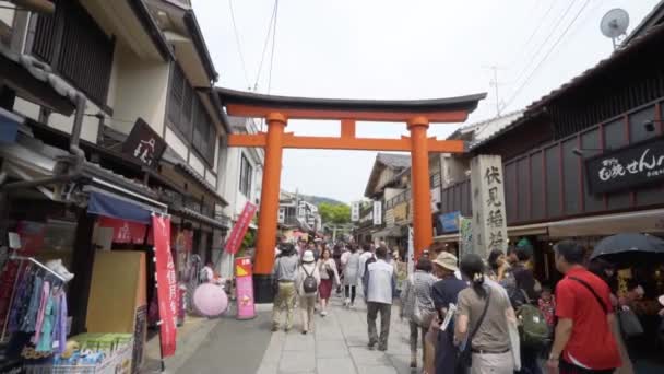 位于日本京都的一个传统地区 周末繁忙的街道 — 图库视频影像