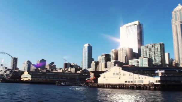 Seattle Washington Tepi Laut Pada Hari Yang Cerah — Stok Video