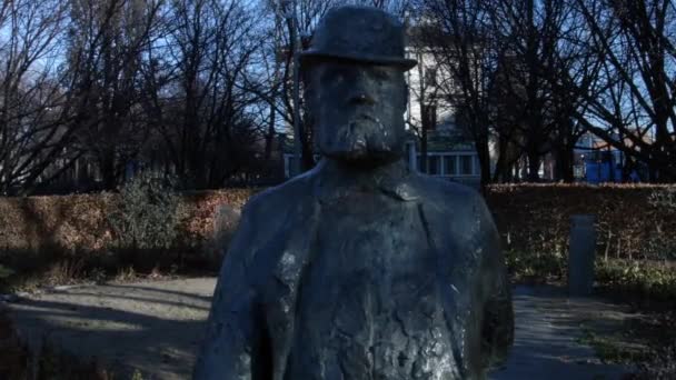 Patung Charles Felix Lindberg — Stok Video