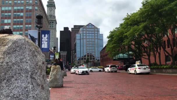 Вождение Такси Бостонской Улице Бостон Сентябрь 2018 Года — стоковое видео