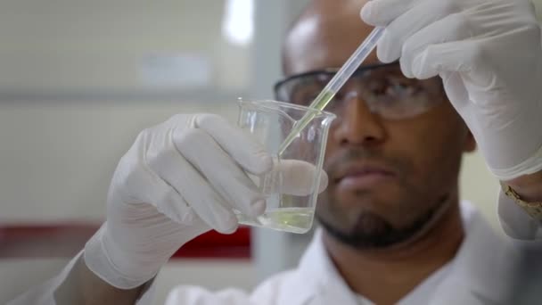 Kemisk Forskare Som Arbetar Labbet Manlig Vetenskapsman Eller Forskare Som — Stockvideo
