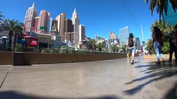 Tourists Walking Las Vegas Strip Casino — Stock Video