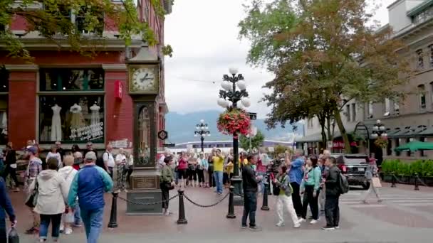 Ampio Scatto Dell Orologio Vapore Gas Town Vancouver — Video Stock