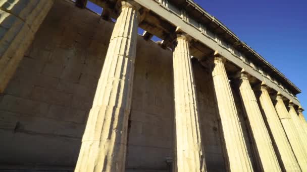 Αρχαίες Ελληνικές Στήλες Στο Ναό Του Ήφαιστου — Αρχείο Βίντεο