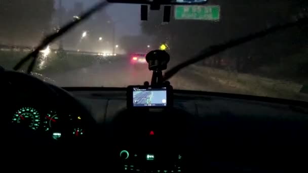 Video Aus Dem Inneren Eines Autos Das Durch Einen Heftigen — Stockvideo