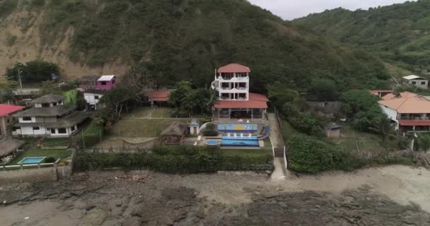 Entrada Ecuador Settembre 2018 Drone Aerial Pan Village Beach — Video Stock