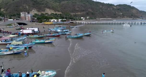 Puerto Lopez Ecuador September 2018 Drone Aerial Langs Kust Vol — Stockvideo