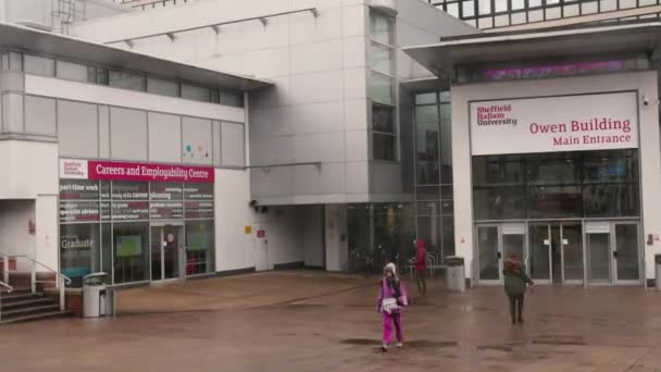 Sheffield Hallam Universidade Owen Edifício Entrada Principal Lapso Tempo — Vídeo de Stock