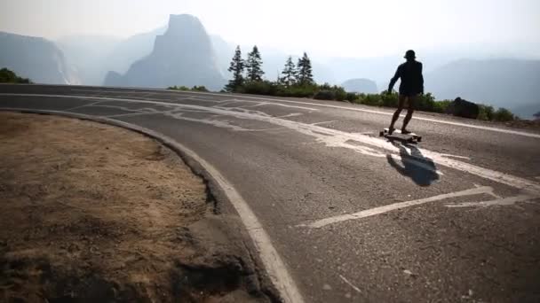 Longboarding Front Half Dome Yosemite National Park 002 — Stock Video