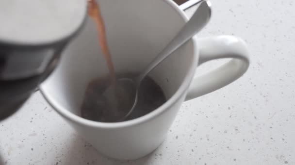 マグカップの中のモーニングコーヒー — ストック動画