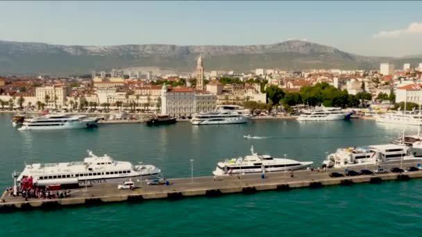 Split Croația Vasul Croazieră Andocare Stânga Dreapta — Videoclip de stoc