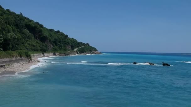 Baixo Ângulo Vista Aérea Água Clara Caribe Turquesa Como Ondas — Vídeo de Stock