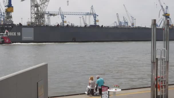 Zicht Van Bovenaf Van Achteren Een Bejaardenpaar Dat Zonnige Dag — Stockvideo