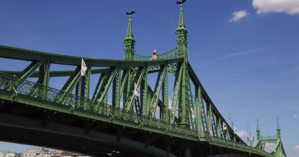 Famosa Ponte Liberty Verde Sobre Danúbio Budapeste — Vídeo de Stock