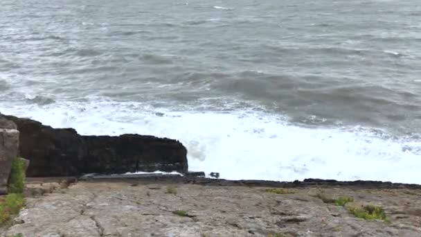 Agua Blanca Golpeando Las Rocas — Vídeos de Stock