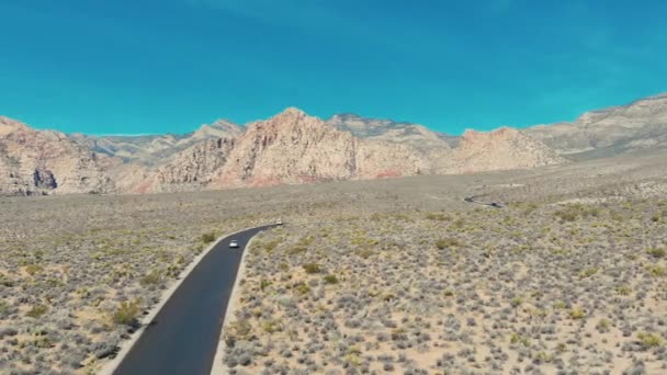 Imágenes Aéreas Aviones Tripulados Automóviles Carretera Junto Parque Nacional Red — Vídeos de Stock