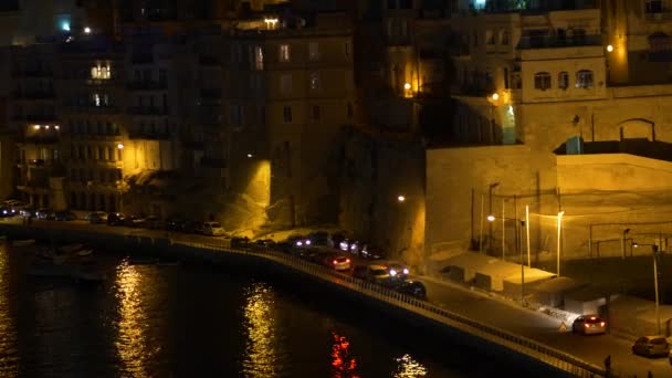 Malta Navegar Lejos Del Crucero Noche — Vídeos de Stock
