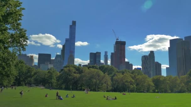 Uhd 25P New Yor City Central Park Sheep Meadow Panoráma — Stock videók