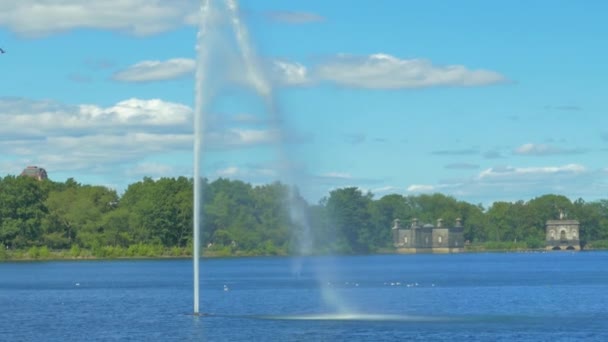 New Yor City Central Park Brunnen Mitten Teich — Stockvideo