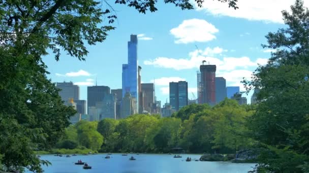 Uhd 25P New Yor City Central Park Tölgyhíd Kilátással Tóra — Stock videók