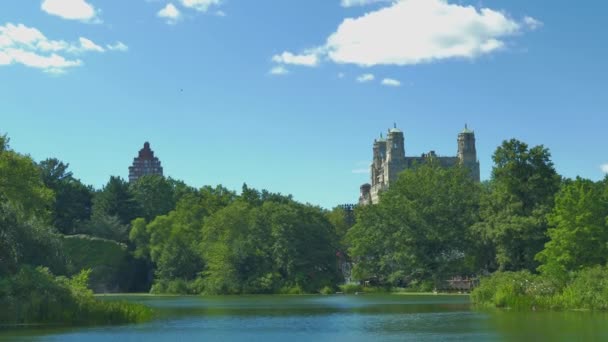 Uhd 25P New Yor City Central Park Estanque Con Árboles — Vídeo de stock