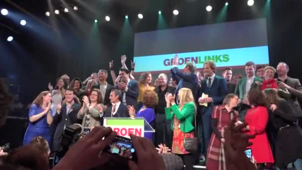 Los Groenlinks Izquierda Verde Aplausos Del Partido Noche Las Elecciones — Vídeo de stock