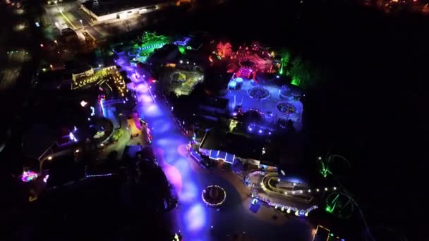 Aerial Night Time Footage Sesame Place Langhorne Filadelfia Usa — Wideo stockowe