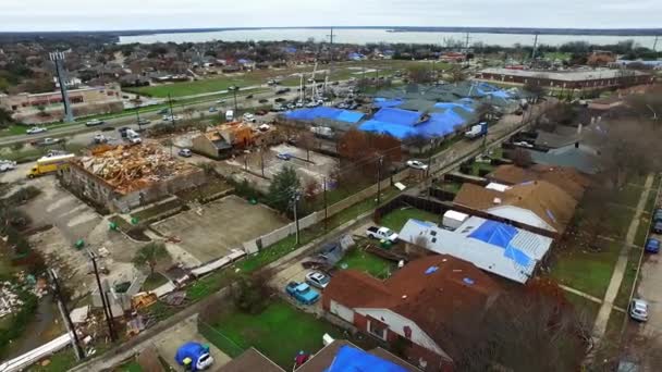 Imágenes Aéreas Devastación Causada Por Tornado Categoría Golpearon Rowlett Garland — Vídeo de stock