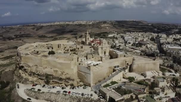 Přední Přiblížení Záběru Citadely Gozo Cittadella — Stock video
