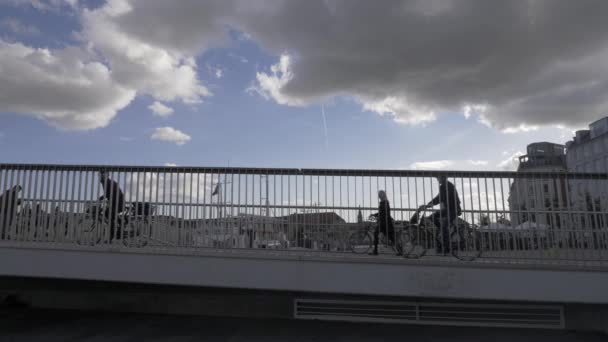 Cykla Över Köpenhamn Hektisk Dag — Stockvideo