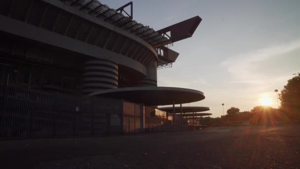 San Siro Stadion Bei Untergang Milan Italien — Stockvideo