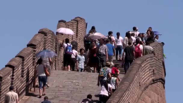 Turisti Sulla Grande Muraglia Cinese Cina — Video Stock