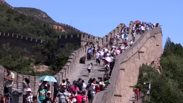 Toeristen Grote Muur Chinese Muur China — Stockvideo