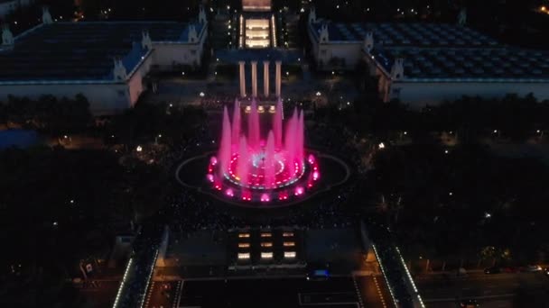 Aerial View Montjuic Fountains — Stock Video