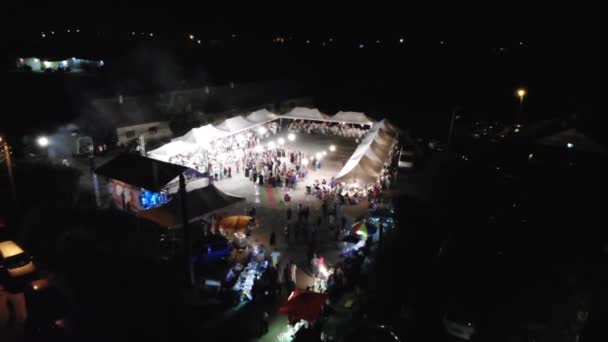 Letecký Noční Záznam Dron Blíží Svatbě Shora — Stock video