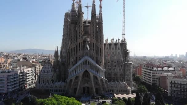 Vista Aérea Sagrada Familia Barcelona España — Vídeos de Stock