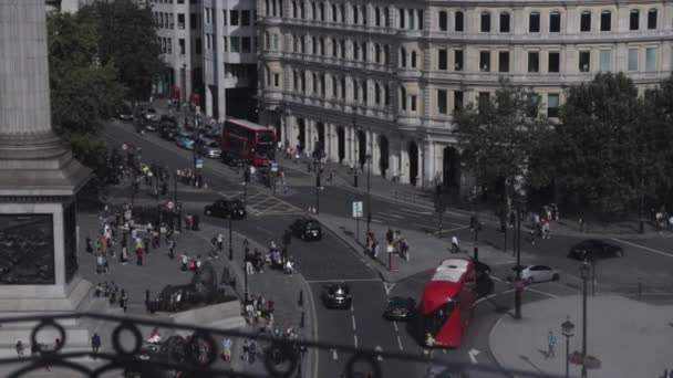 High View Busy Crossing Trafalgar Square London View Roof Top — Stock Video