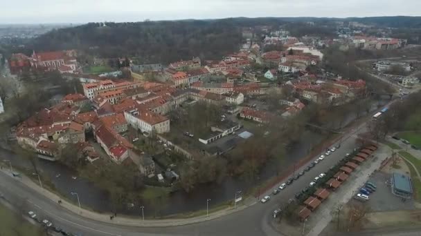 Letecký Pohled Evropské Město Červenými Střechami — Stock video