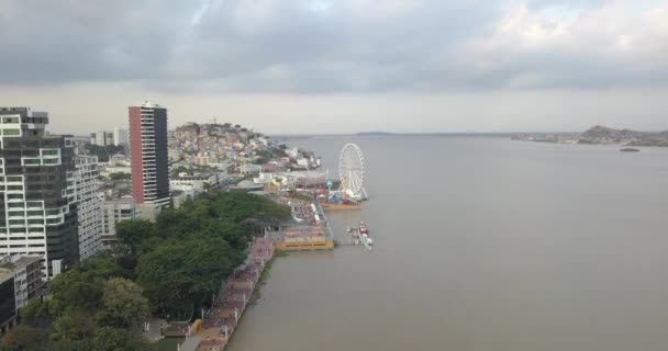 Widok Lotu Ptaka Malecon Simon Bolivar Guayaquil Atrakcją Rekreacyjno Turystyczną — Wideo stockowe