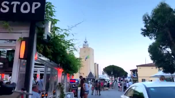 Hyperlapse Pelabuhan Grimaud Cote Azure Selatan Prancis Gereja Pusat Desa — Stok Video