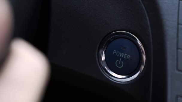 Arrancar Motor Coche Híbrido Con Botón Encendido — Vídeos de Stock
