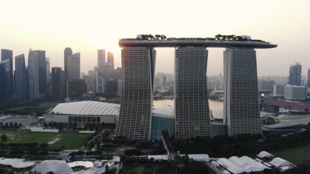 Lenyűgöző Légi Felvétel Szingapúr Belvárosáról — Stock videók