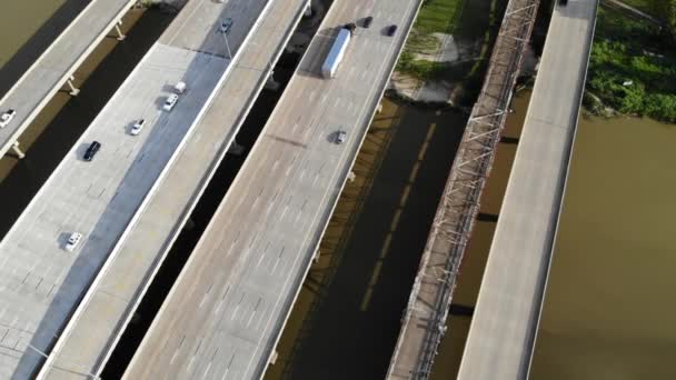 Filmagem Aérea Drone Hwy Sobre Rio San Jacinto — Vídeo de Stock
