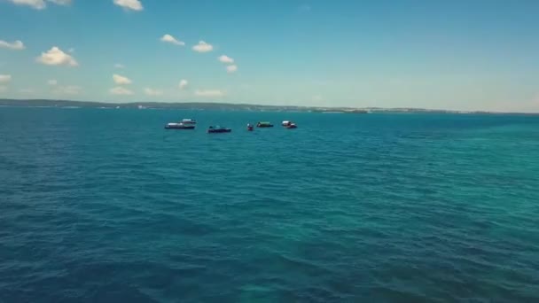 Luchtfoto Schitterende Turquoise Wateren Met Een Klein Met Bomen Bedekt — Stockvideo