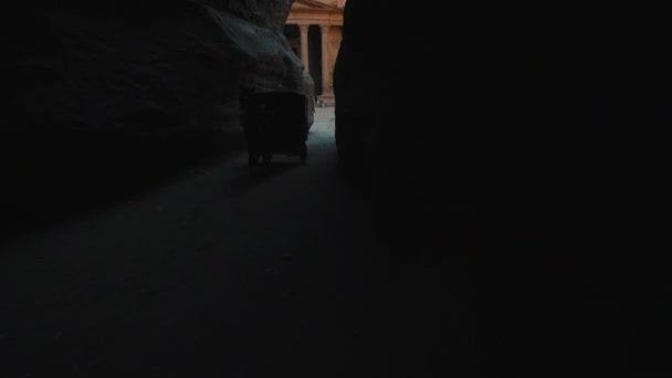 Petra Oude Stad Uitzicht Treasury Van Siq Kloof Jordanië Omhoog — Stockvideo