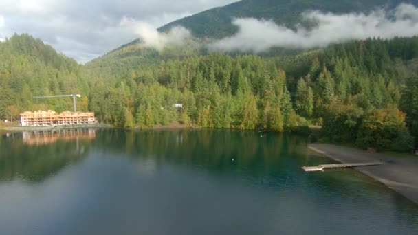 Arial Shot Beautiful Cultus Lake Cloudy Day — Stock video